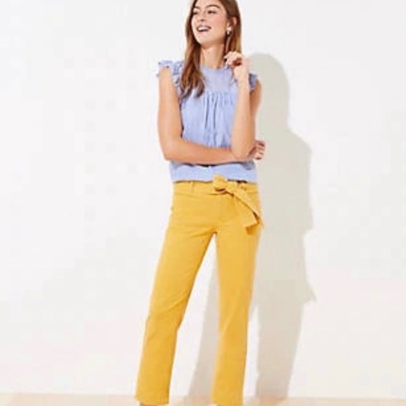 NWT LOFT Wide Leg Cropped Mustard Colored Pants - Picture 1 of 3